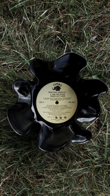 Handmade Vinyl Bowl being displayed on grass