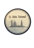 '12 Mile Island' sticker with lamp post and tree graphics