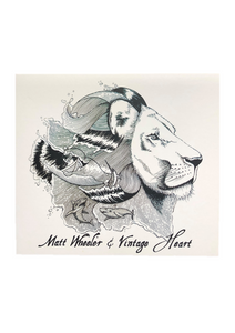 a drawn lion with 'Matt Wheeler & Vintage Heart' written across the bottom