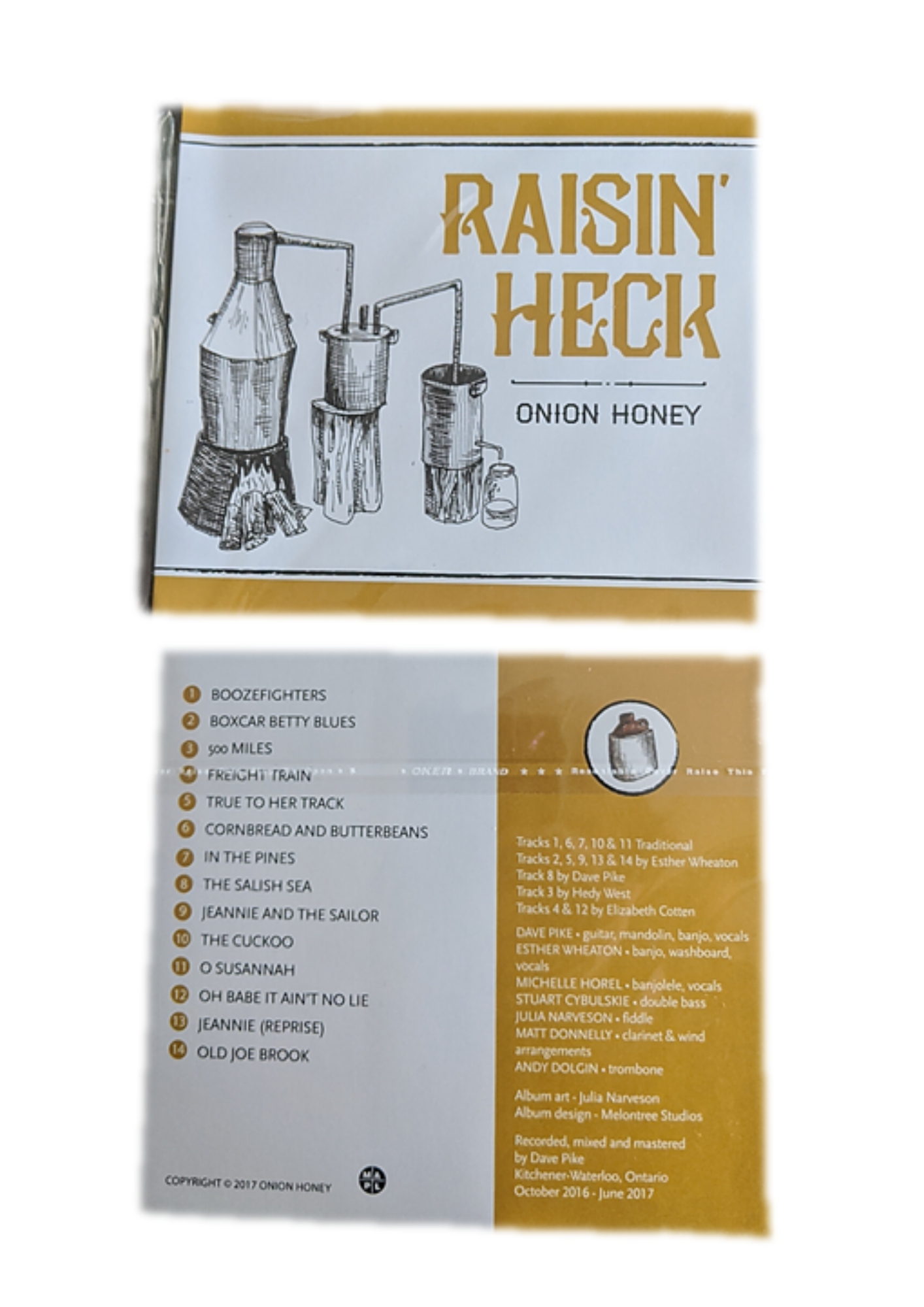 Raisin' Heck Onion Honey CD , front and back shown