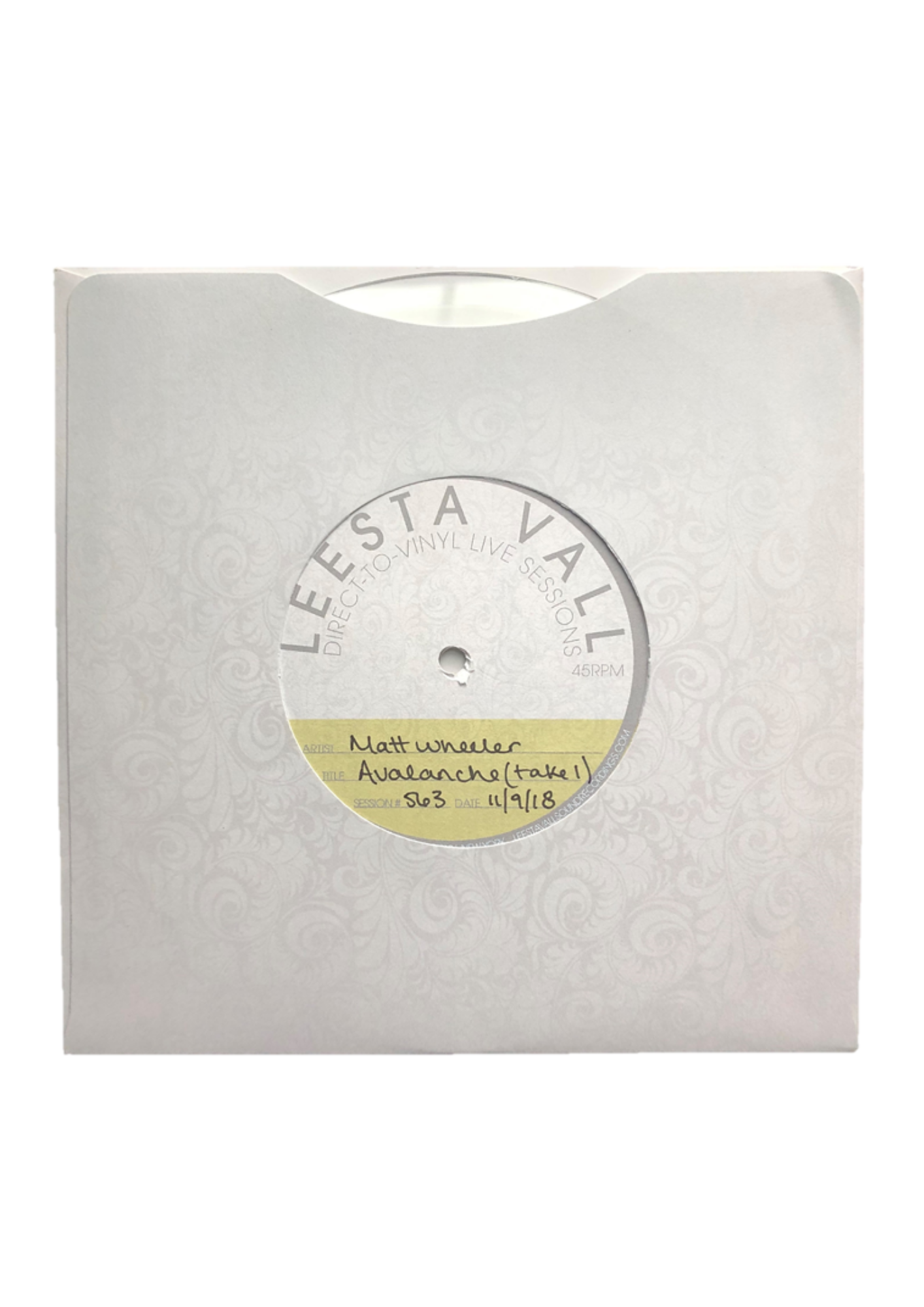 white vinyl with 'lesta vall matt wheeler avalanche (take)'