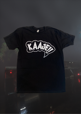 KAAJE!! | Black Band Tee floating in a foggy background