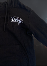 KAAJE!! | Black Americult Pull Over floating in front of a foggy background